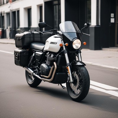 Classic motorcycle parked on city street