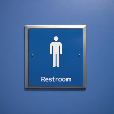 Sign for men's restroom at public facility