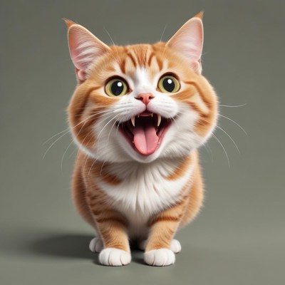 Happy orange cat with big eyes