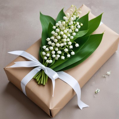 Beautiful bouquet on gift box