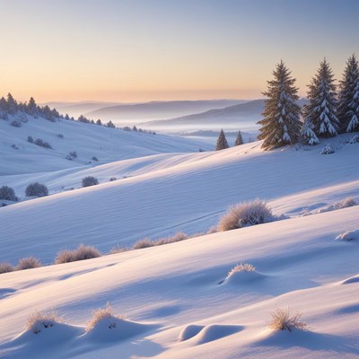 Winter landscape at dawn