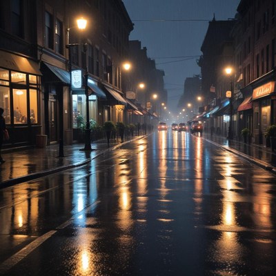 Rainy night in a quiet city