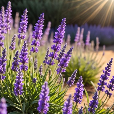 Lavender field during sunset