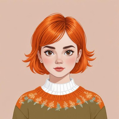 Young woman with bright orange hair