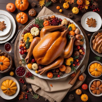 Festive thanksgiving feast display