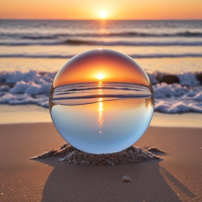 Sunset captured in a glass sphere