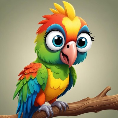 Colorful parrot perched on branch
