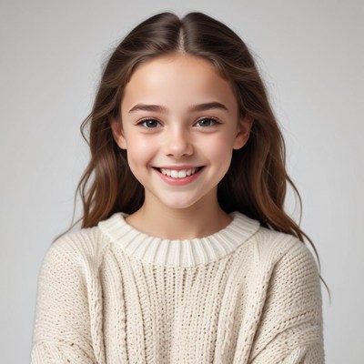 Smiling girl in cozy sweater
