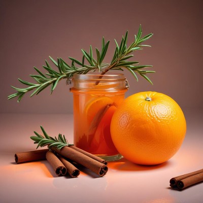 Orange preserve with spices display