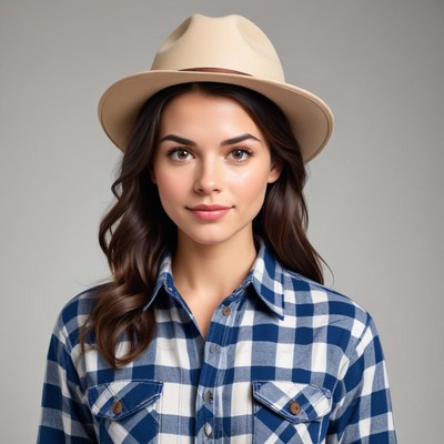Portrait of a woman in checked shirt