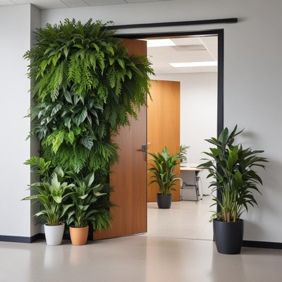 Indoor plants enhance office entrance