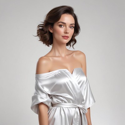 Elegant model in silk outfit