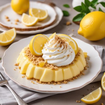 Delicious lemon dessert with whipped cream