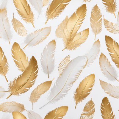 Elegant gold and white feather pattern