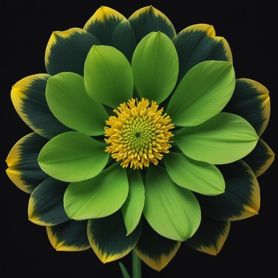 Vibrant flower with green petals