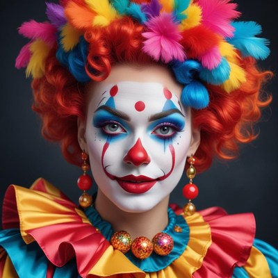 Colorful clown with vibrant makeup