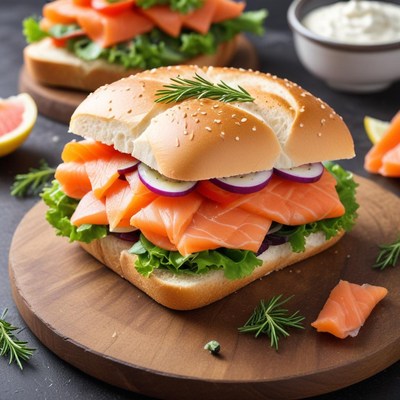 Delicious salmon sandwich creation time