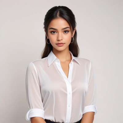 Stylish woman in white blouse