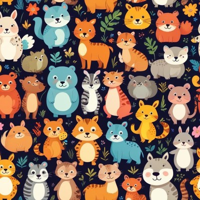 Colorful animal illustration pattern