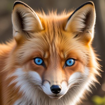 Lively fox with striking blue eyes