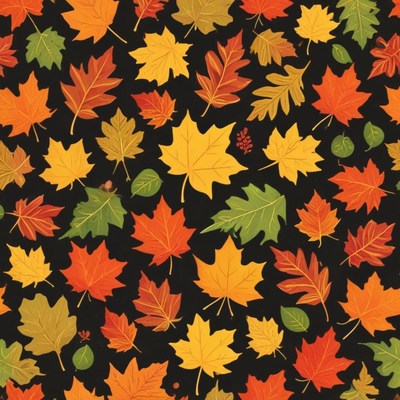 Colorful autumn leaves on black background