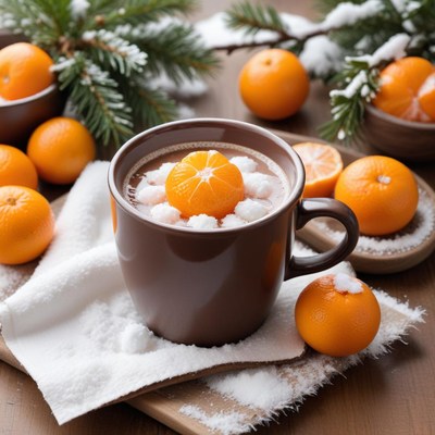 Winter warm drink with oranges