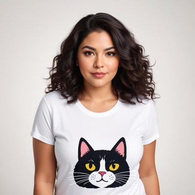 Woman wearing a cat shirt