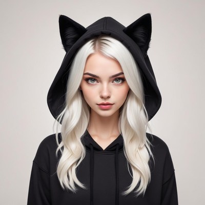 Young woman with cat ears hoodie