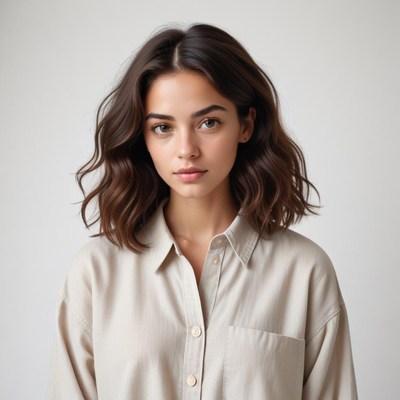 Portrait of a young woman with wavy hair