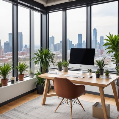 Modern office with city view