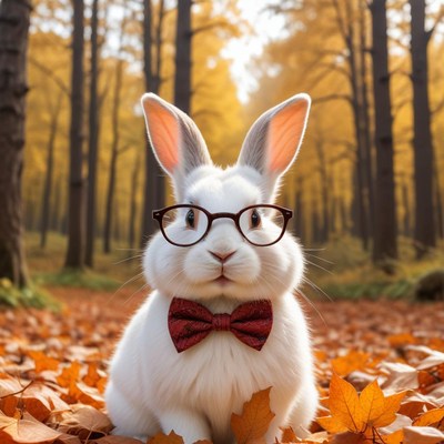 Rabbit in autumn forest