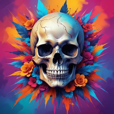 Colorful skull design with flowers