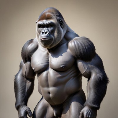 Impressive gorilla standing strong
