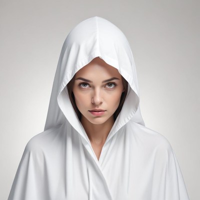 Mysterious woman in white hood