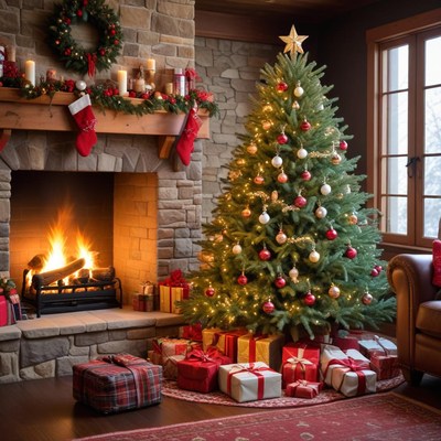 Cozy christmas living room scene