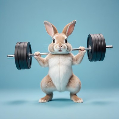 Rabbit lifting weights for fitness