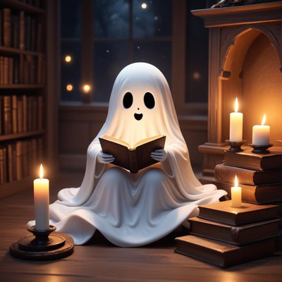 Ghost reading in a dim library
