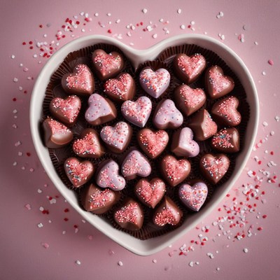 Heart-shaped chocolate display for love
