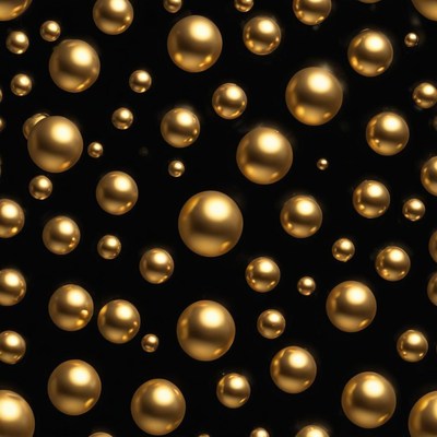 Golden spheres on black background