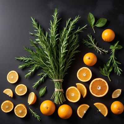 Fresh herbs and citrus arrangement