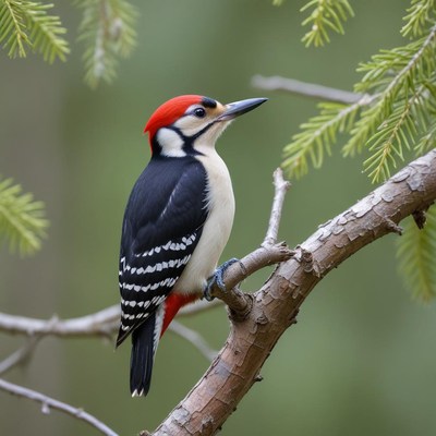 Woodpecker perched on a tree branch
