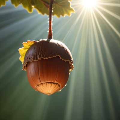 Hazelnut hanging in sunlight