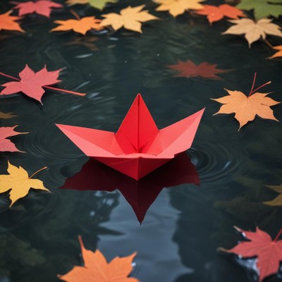 Colorful paper boat on water