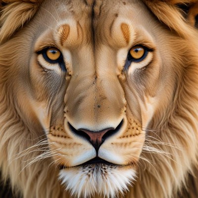 Majestic lion close-up in sunny habitat