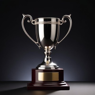 Elegant silver trophy on display