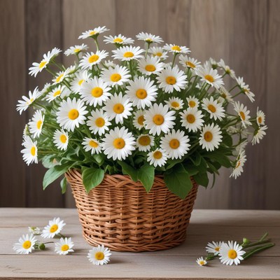 Daisies in a wicker basket