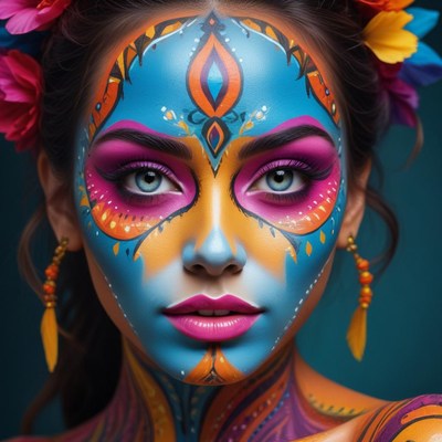 Colorful face art celebration