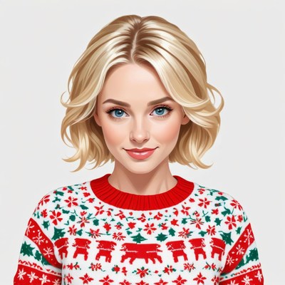 Blonde girl in festive sweater