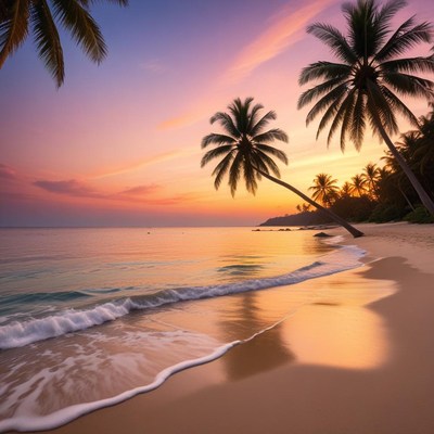 Peaceful sunset at tropical beach
