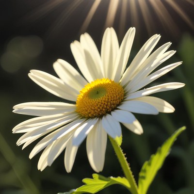 Delicate daisy in golden sunlight
